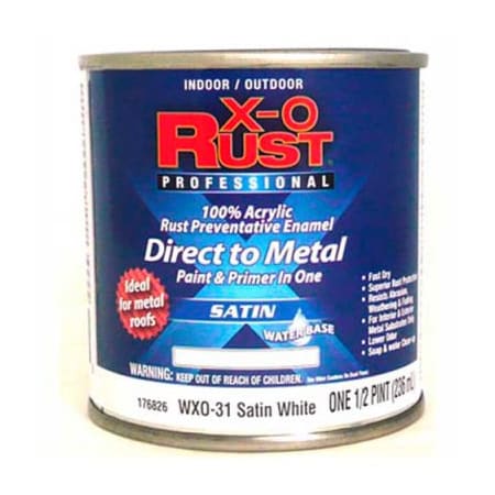 General Paint Rust Preventative Paint/Primer, Satin, Water Base, Satin White, 1/2 pt 176826